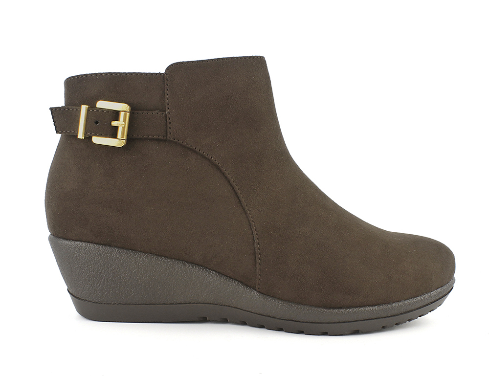 Suede Buckle Wedge Ankle Boots 2