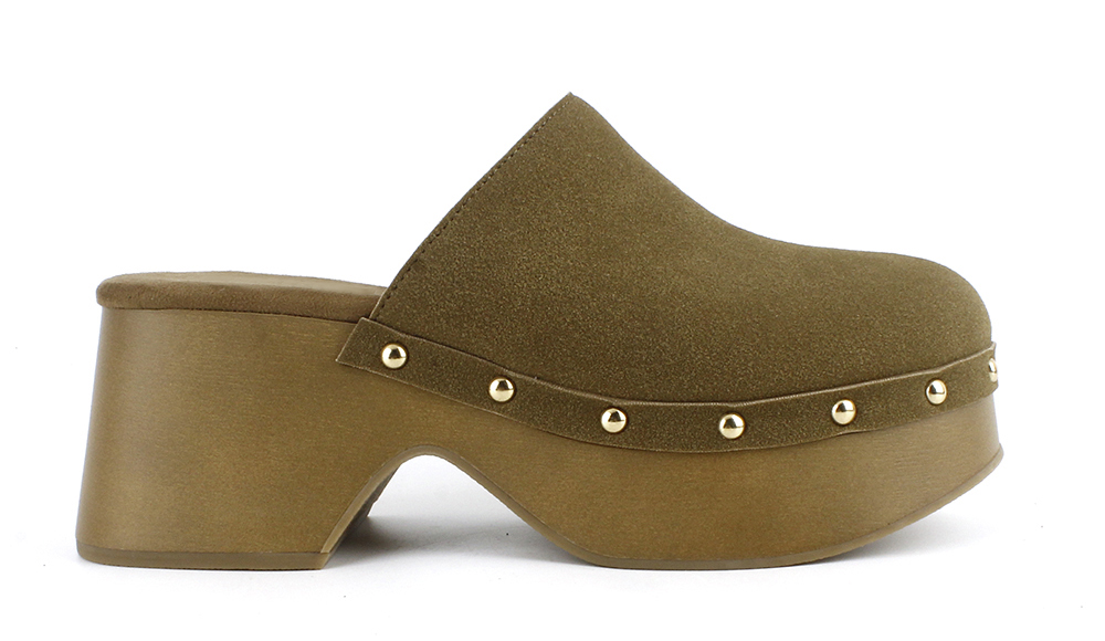 Suede Center-Seam Slip-On Clogs