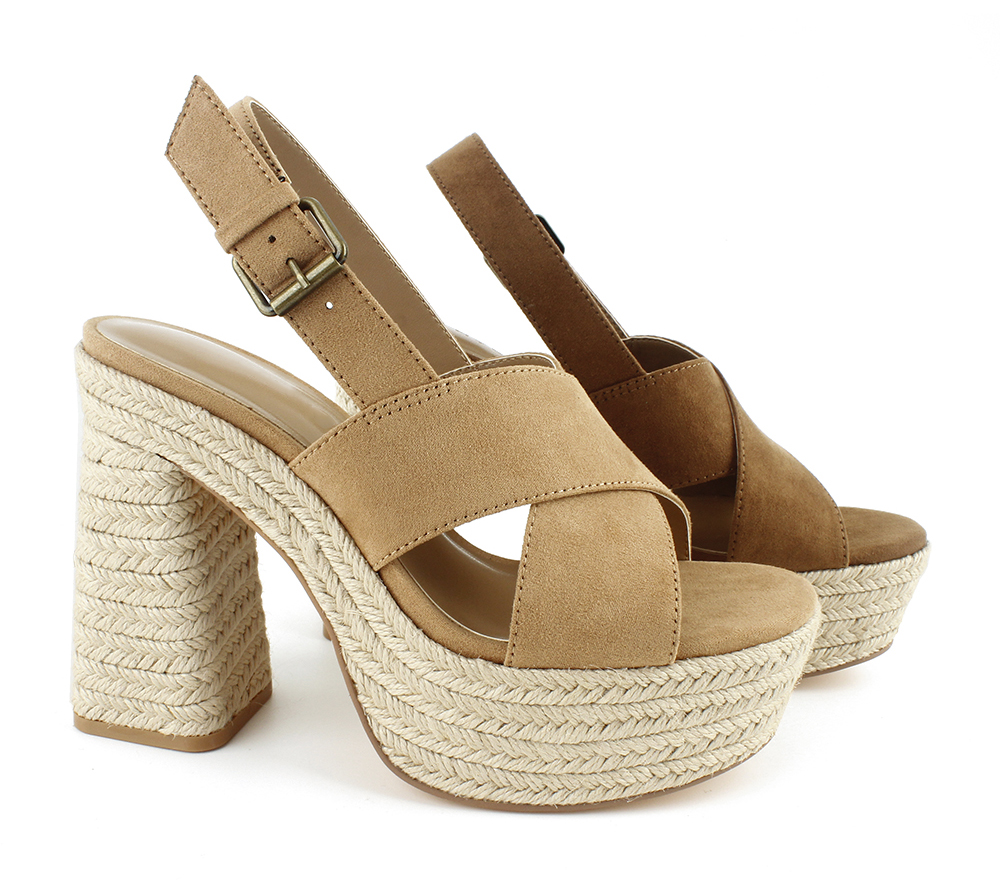 Wide Crisscross Suede Espadrille Platforms 3