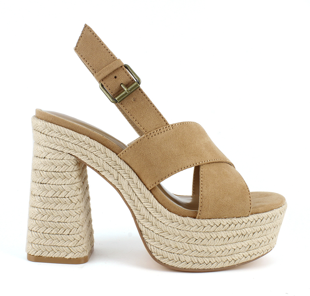 Wide Crisscross Suede Espadrille Platforms