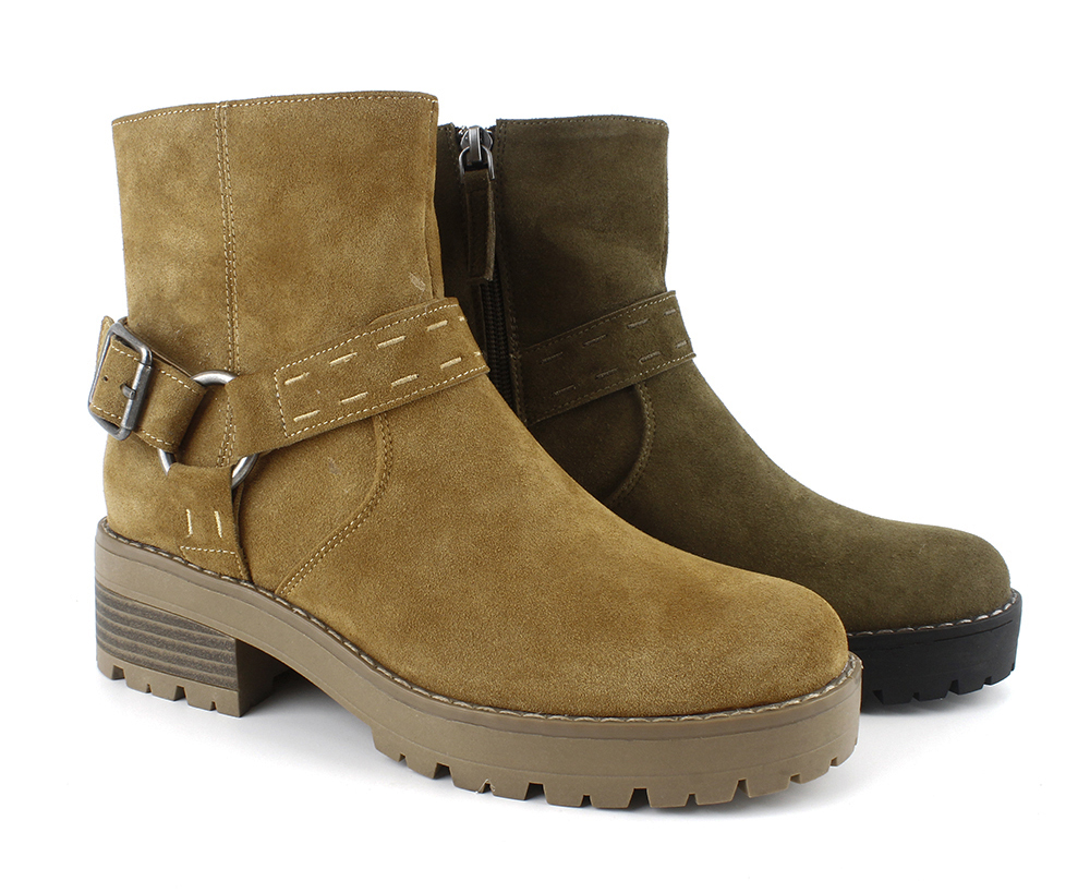 Suede Harness Buckle Lug Sole Ankle Boots 3