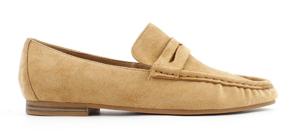 Classic Suede-Style Raised Seam Penny Loafers