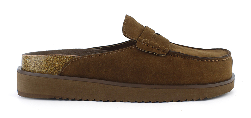 Suede Penny Cork Platform Clogs