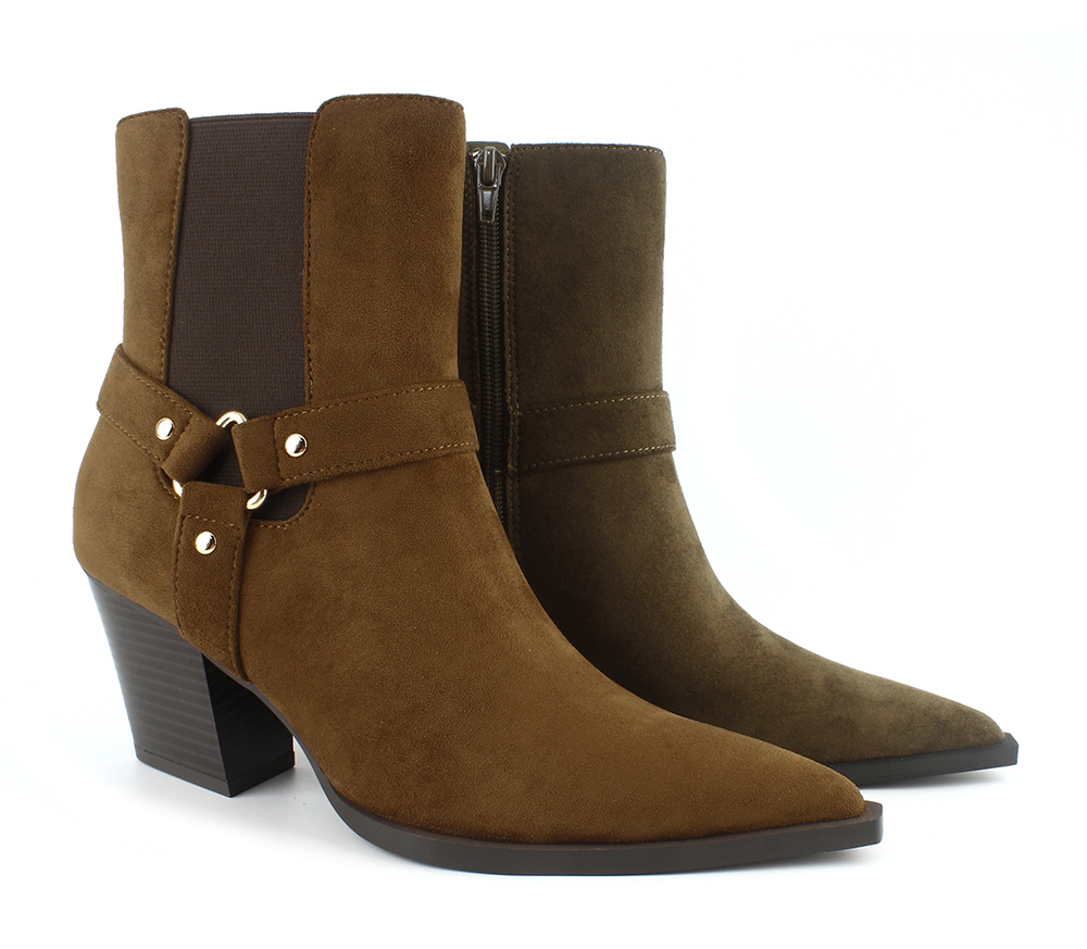 Suede Pointed Toe Ring Rivet Western Boots 3