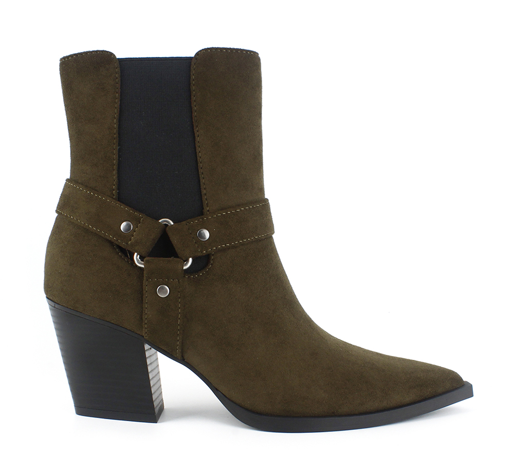 Suede Pointed Toe Ring Rivet Western Boots 2