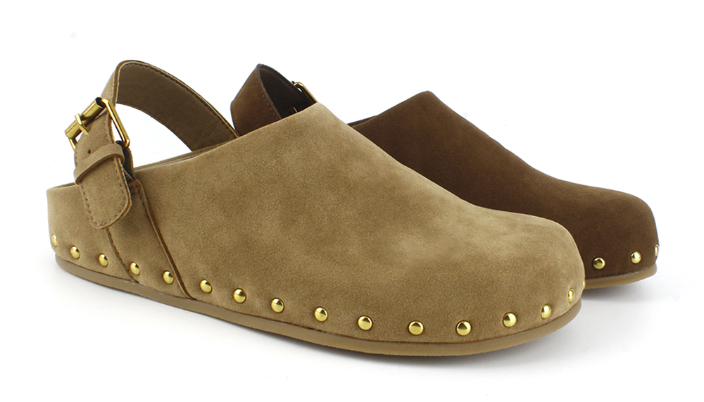Suede Slingback Studded Flat Clogs 3