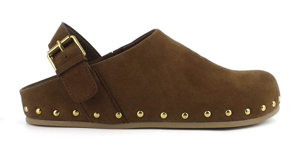 Suede Slingback Studded Flat Clogs 2