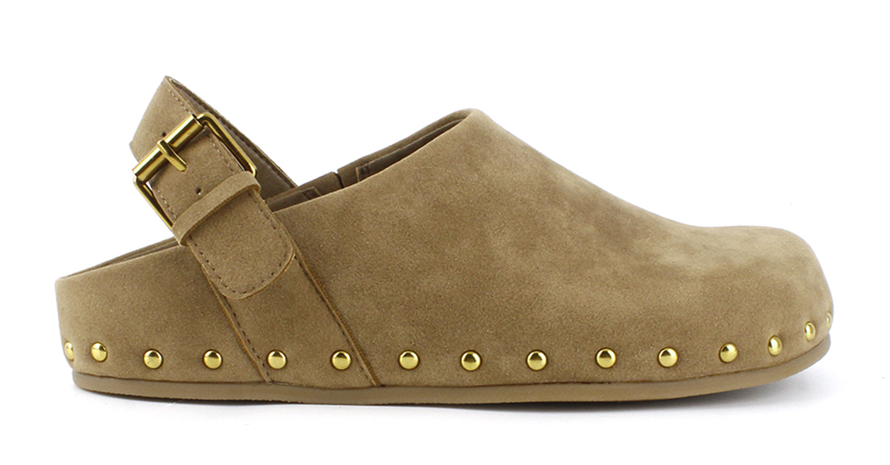 Suede Slingback Studded Flat Clogs