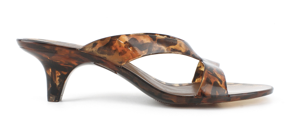 Tortoiseshell Jelly Kitten Heel Mule Sandal