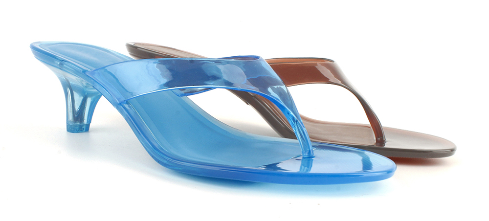 Translucent Jelly Thong Kitten Heel Mule Sandal 3