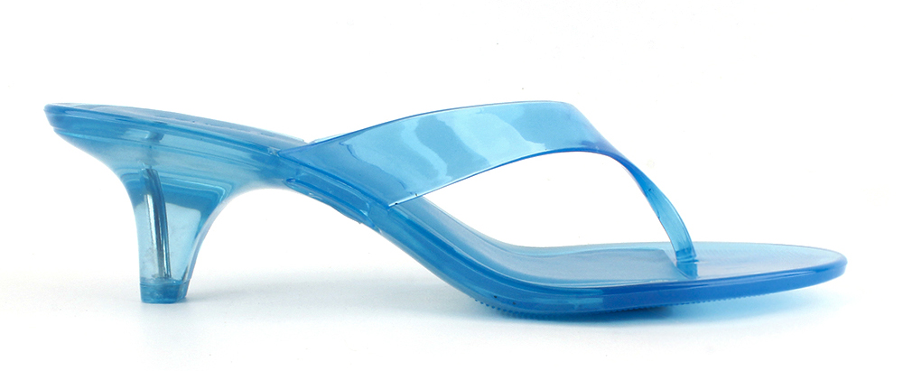 Translucent Jelly Thong Kitten Heel Mule Sandal