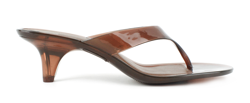 Translucent Jelly Thong Kitten Heel Mule Sandal 2