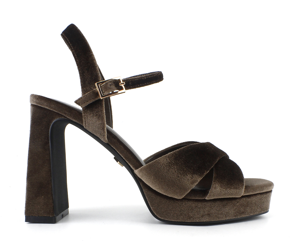Velvet X-Strap Trapezoid Platforms