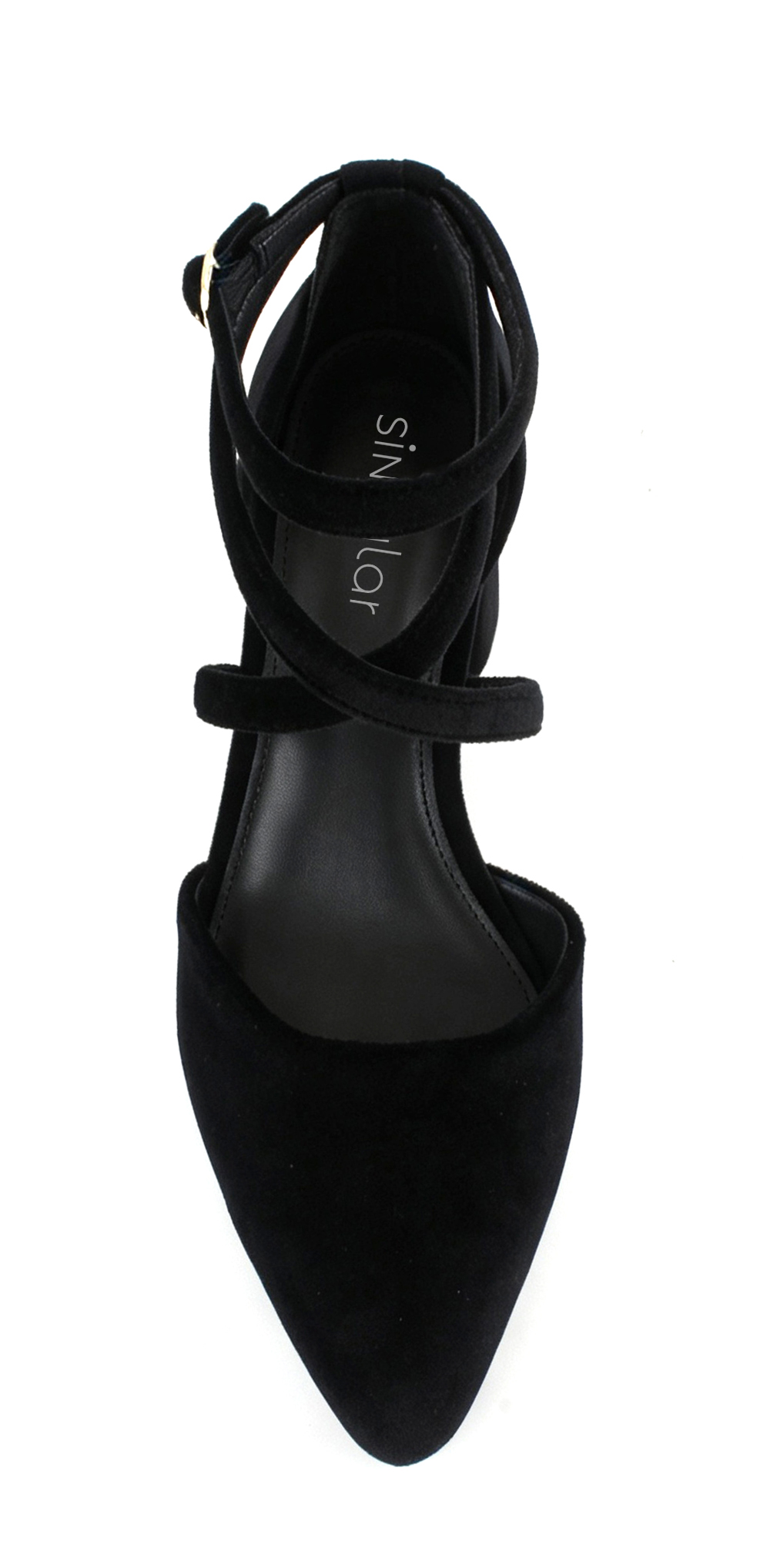 Velvet Crisscross Strap Block Heel Pump 5