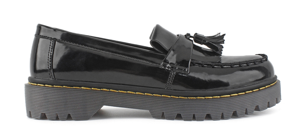 Yellow Stitch Kiltie Tassel Lug Sole Loafers 2