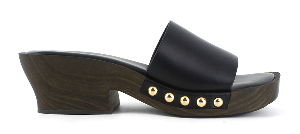 Wide Band Studded Dark Wood Platforms 2