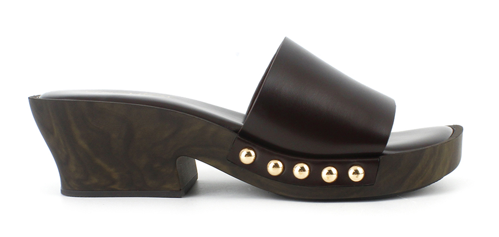 Wide Band Studded Dark Wood Platforms