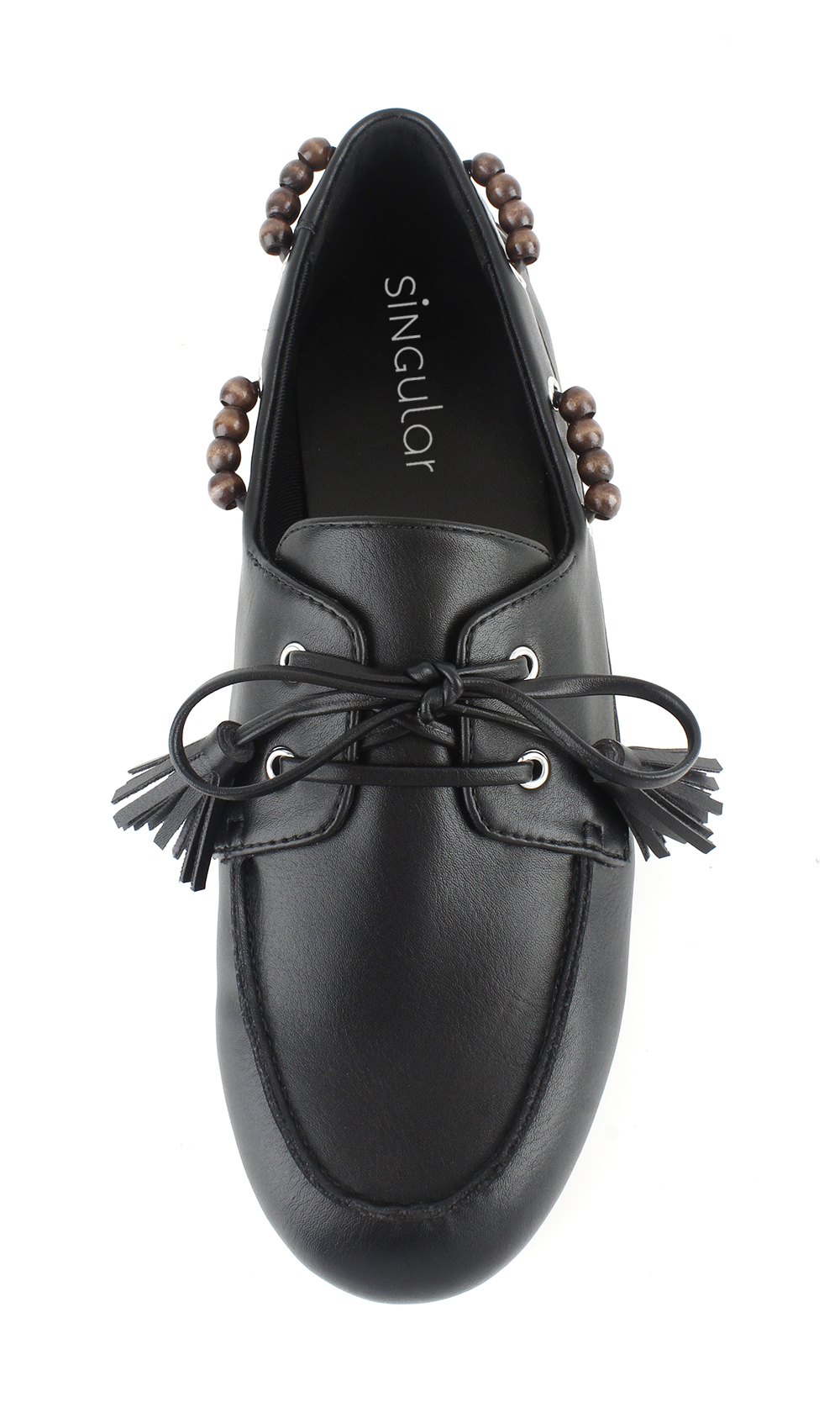 Wood Bead Tassel Laced Flat Boat Loafers 4