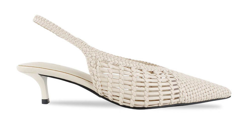 Woven Kitten Heel Slingback Pump