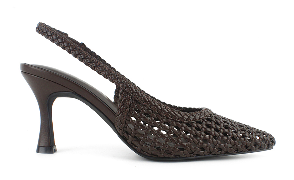 Woven Pointed Toe Slingback Pump