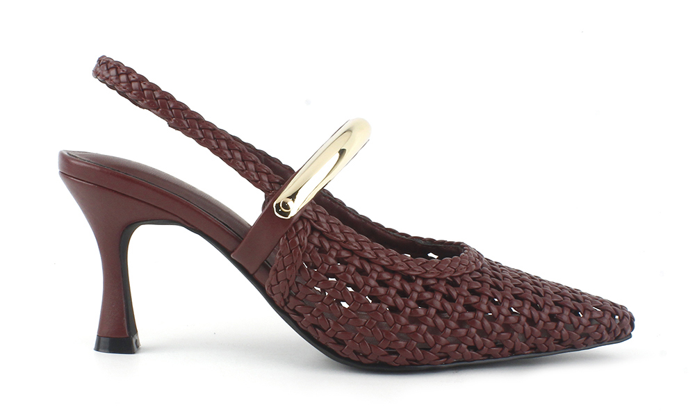 Woven Slingback Pumps with Gold Tone Detail 2